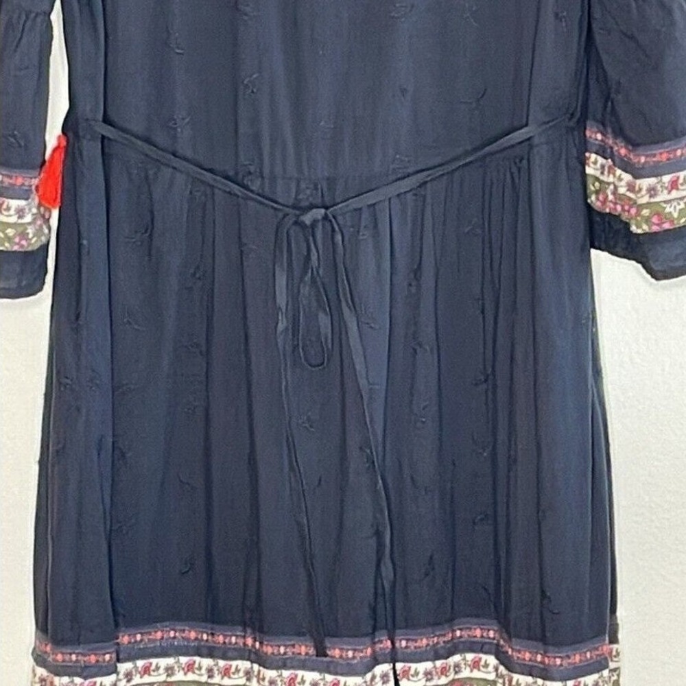 Jets by Jessika Allen Black Embroidered Lace Up Boho Tiered Maxi Dress Size 8 - Picture 5 of 7